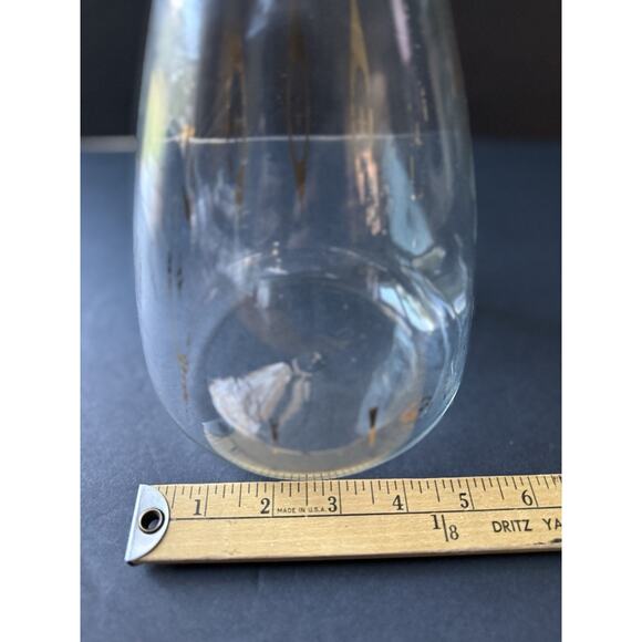 Vintage Coffee Tea Clear Glass Carafe Pot Gold Diamond Star Pattern MCM Atomic - Picture 8 of 9